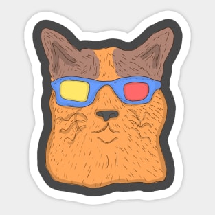 cat with glass Sticker